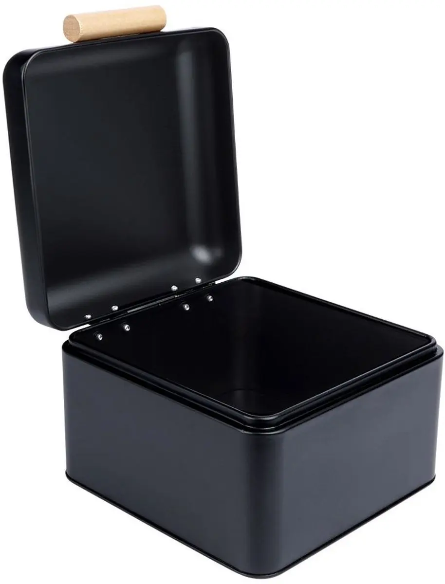 Excellent Houseware Metalen Broodtrommel 22x20x14cm - Zwart