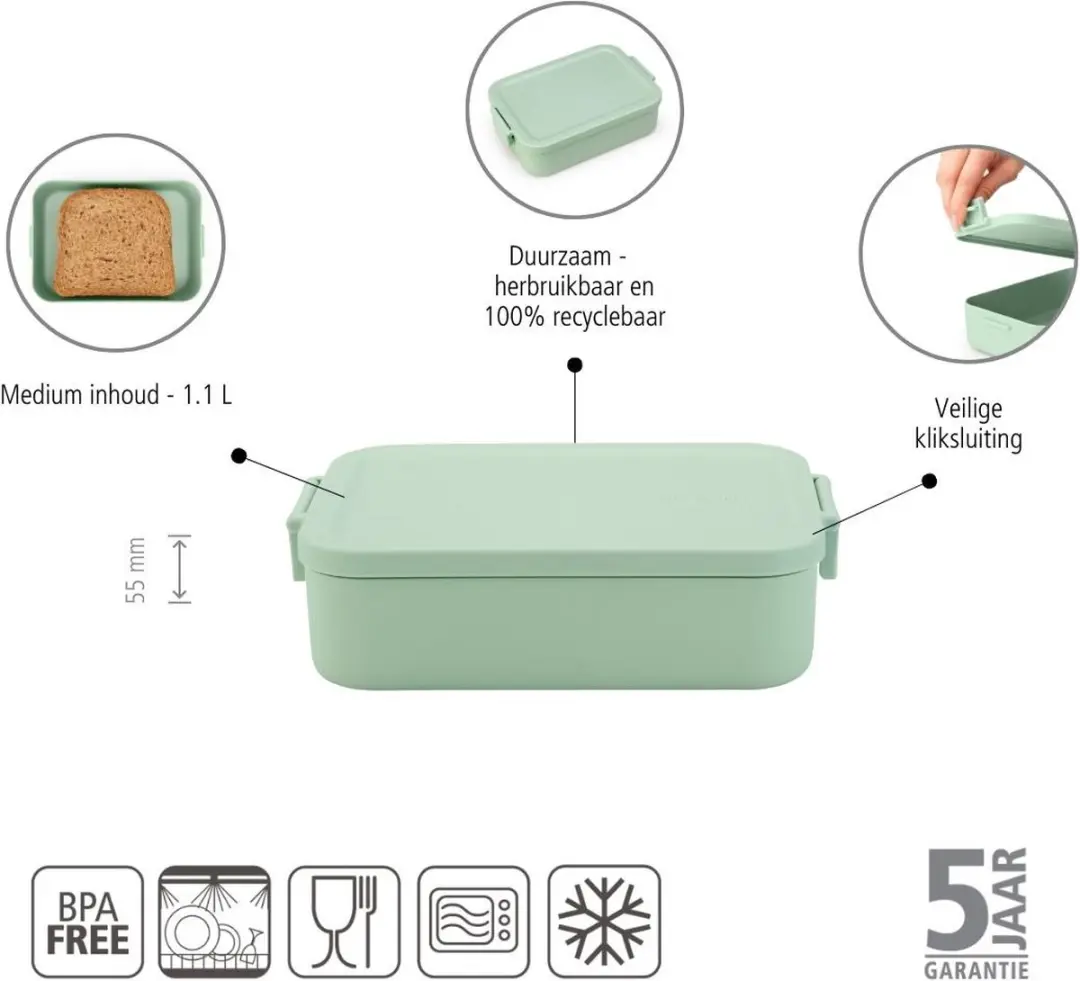 Brabantia Make & Take Lunchbox Medium 1.1L Jade Green