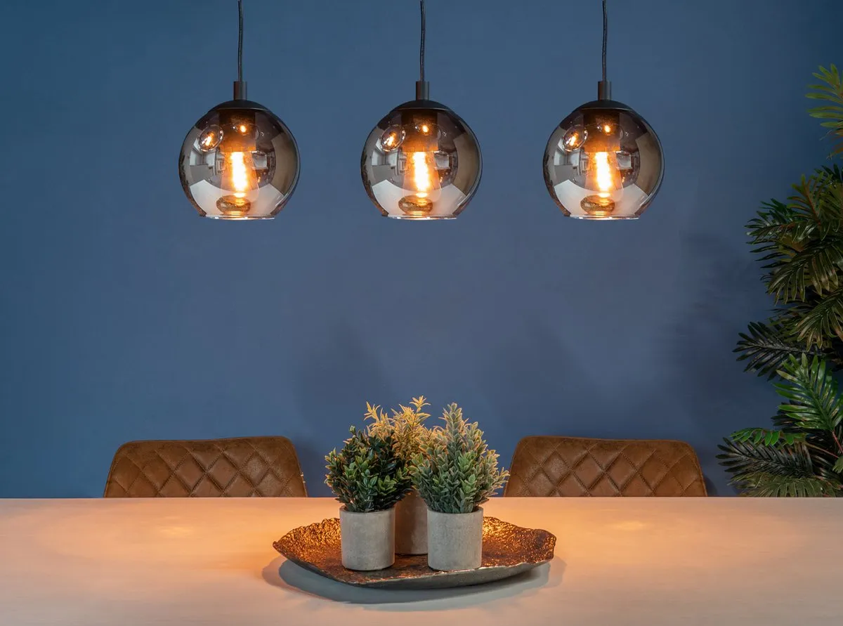 Eglo Ariscani Hanglamp E27 - 76,5 cm - Zwart Rookglas