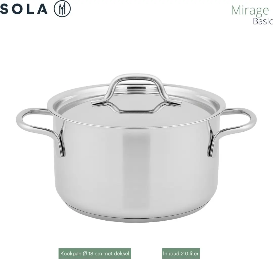 Sola Mirage PFAS-vrije Pannen 4-delig - 1,5L/16cm - Zilver