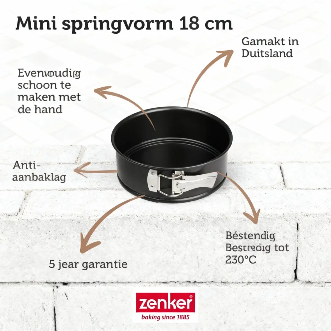 Zenker Bakset Mini Taartvorm 18cm - 2 Kommen & Spatel - Zwart