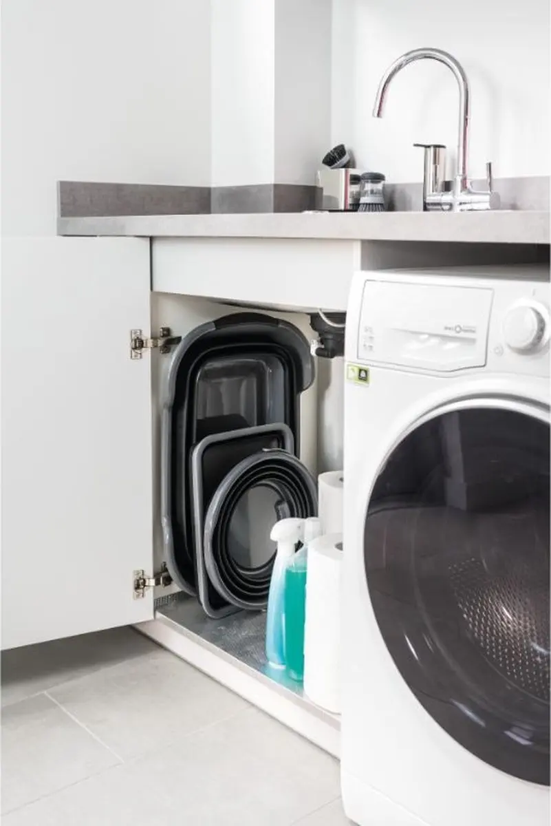 Masterclass Smart Space Grote Opvouwbare Wasmand 60,5x40x28cm - Zwart/Grijs