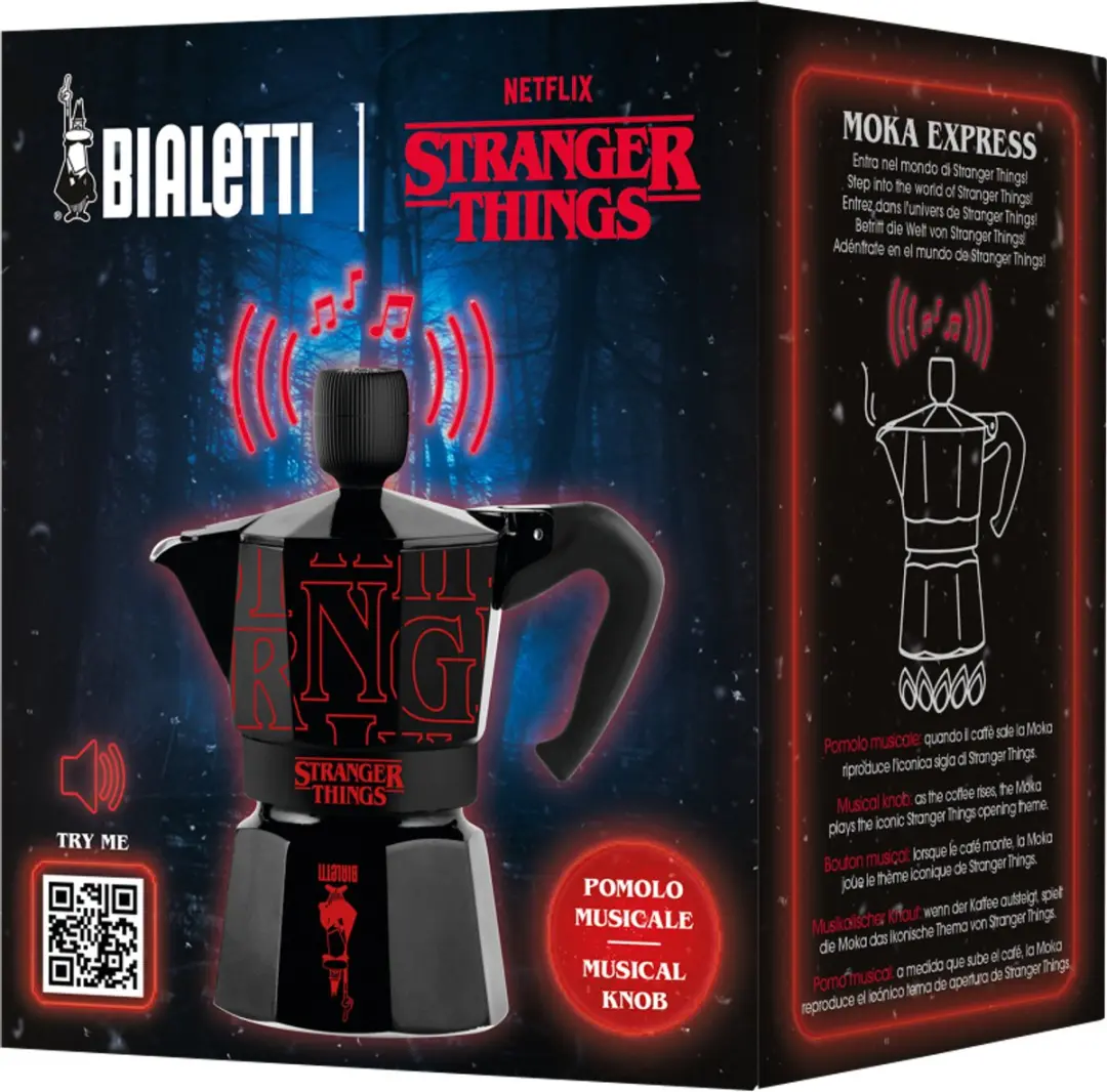 Bialetti Stranger Things Moka Express 3 Koppen - Aluminium - Zwart/Rood