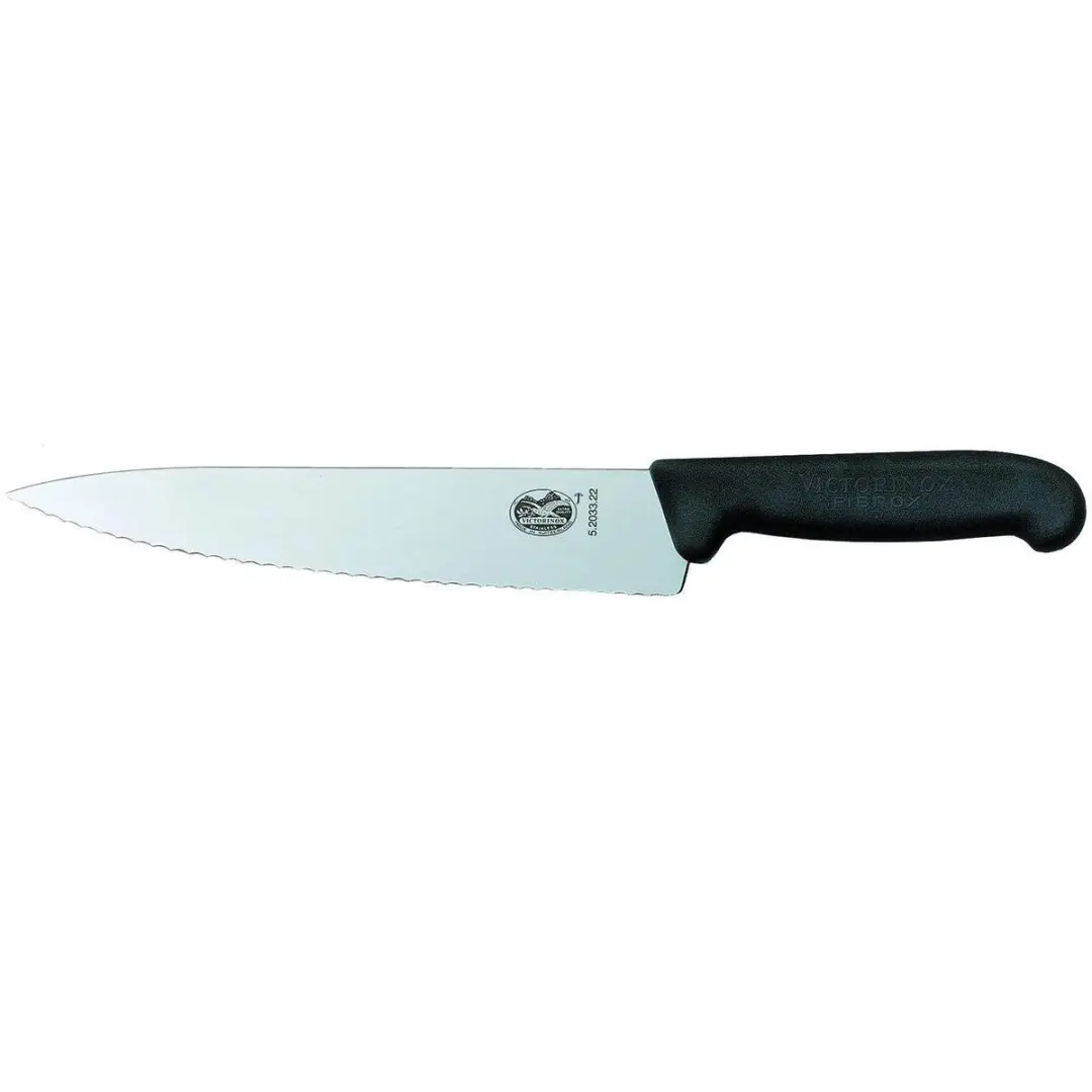Victorinox Fibrox Koksmes 22cm Gekarteld - Zwart