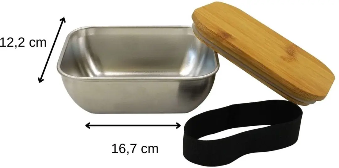 Fackelmann RVS Lunchbox 700ml - Magnetronbestendig - Zwart/Hout