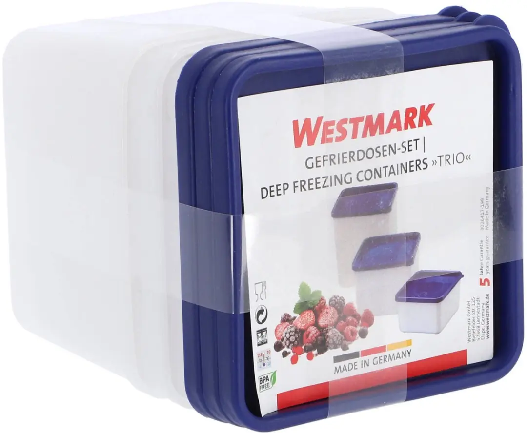 Westmark 3 Voedselbewaarcontainers 0,75L - Transparant/Blauw