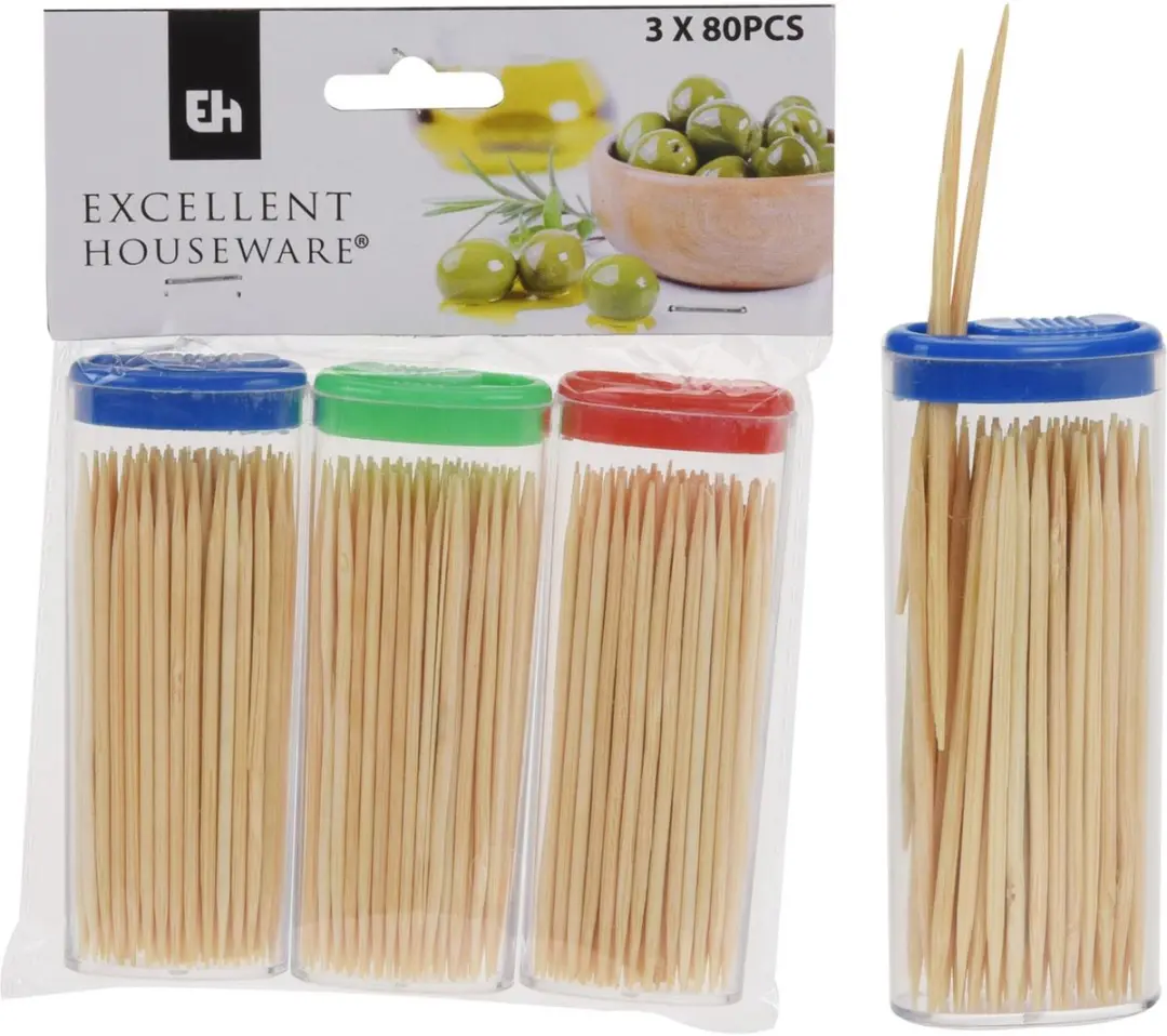 Excellent Houseware Bamboe Cocktailprikkers 80 Stuks - afbeelding 6 van 6