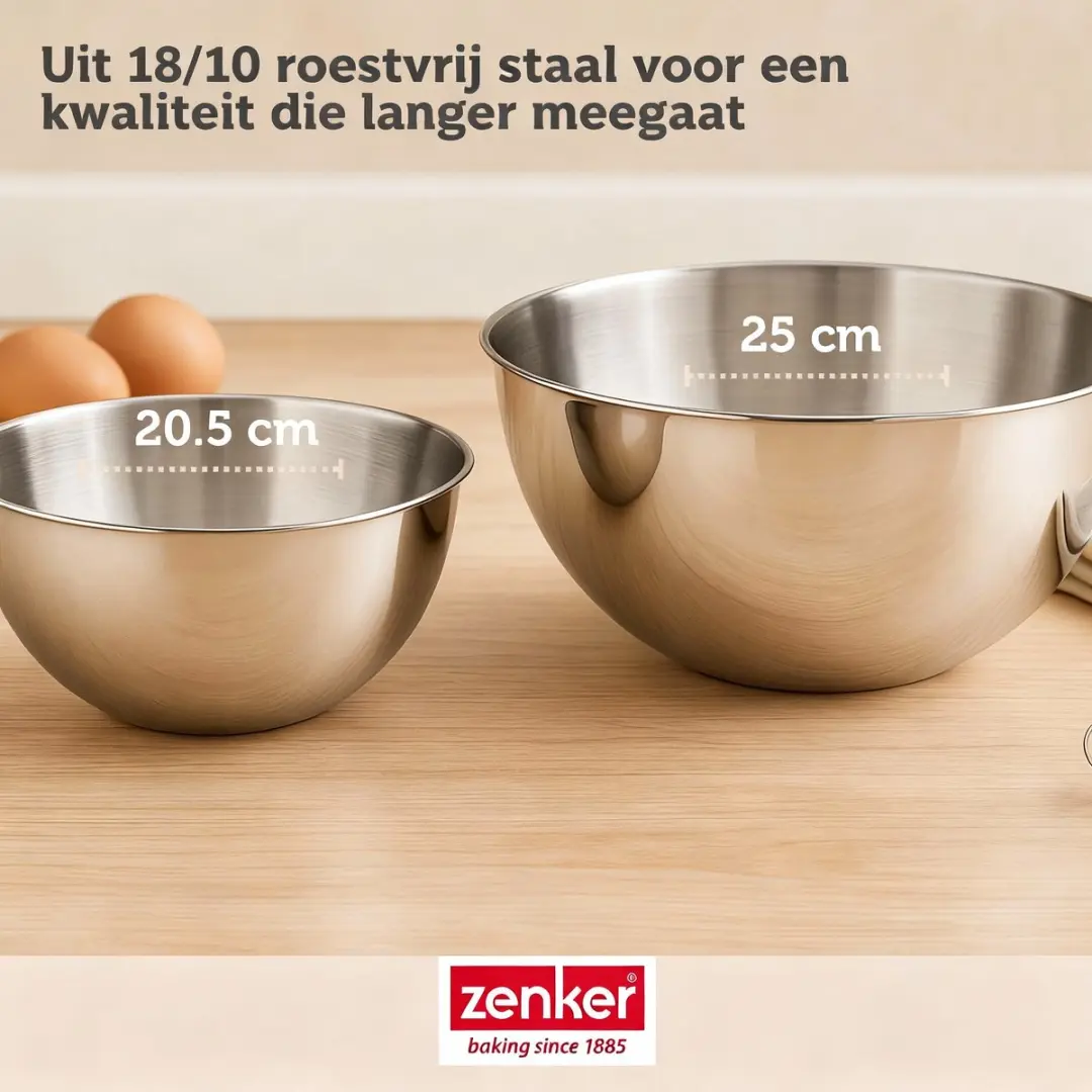 Zenker Bakkersset - Cakevorm 25cm + 2 Mengkommen + Maatbeker + Spatel