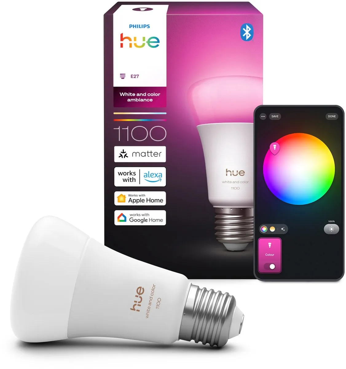 Philips Hue Starterspakket E27 - 2 Lampen + Bridge + Switch - RGBW