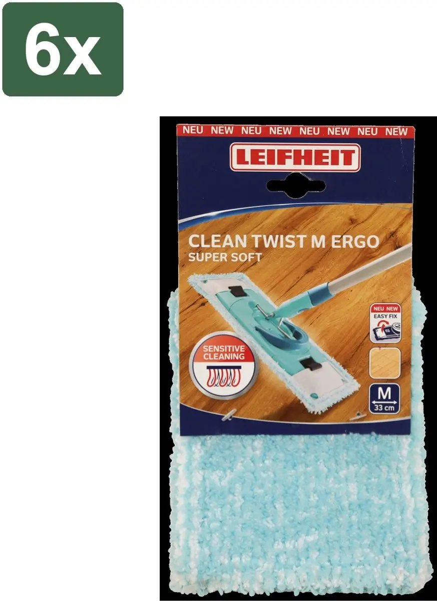 Leifheit Clean Twist Overtrek Klittenband Vloerwisser M Ergo 33cm