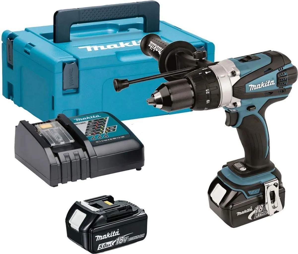 Makita DHP458RTJ Klopboor-/schroefmachine - 2x 5.0Ah accu - 21 standen