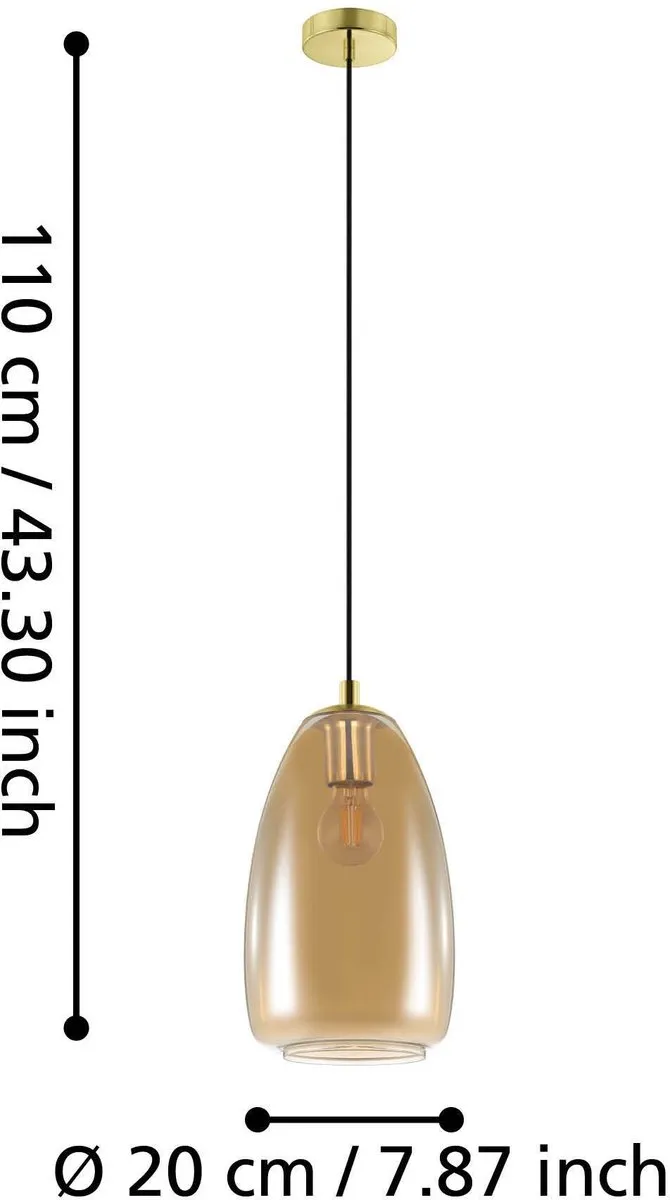 Eglo Alobrase Hanglamp E27 - 4x Amber - Koper
