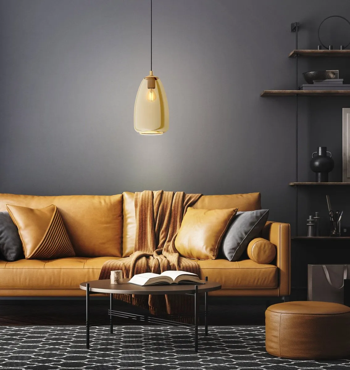 Eglo Alobrase Hanglamp E27 - 4x Amber - Koper