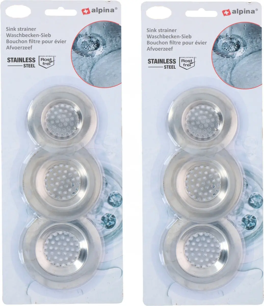 Alpina RVS Wasbakzeefjes - 6 Stuks