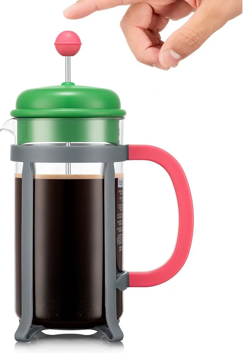 Bodum Java French Press 1L - 8 Koppen - Groen/Grijs/Roze