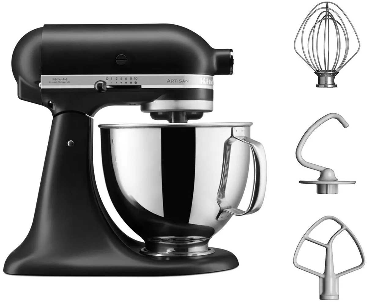 KitchenAid Artisan 5KSM125EBM Keukenmachine 4,8L - Mat zwart