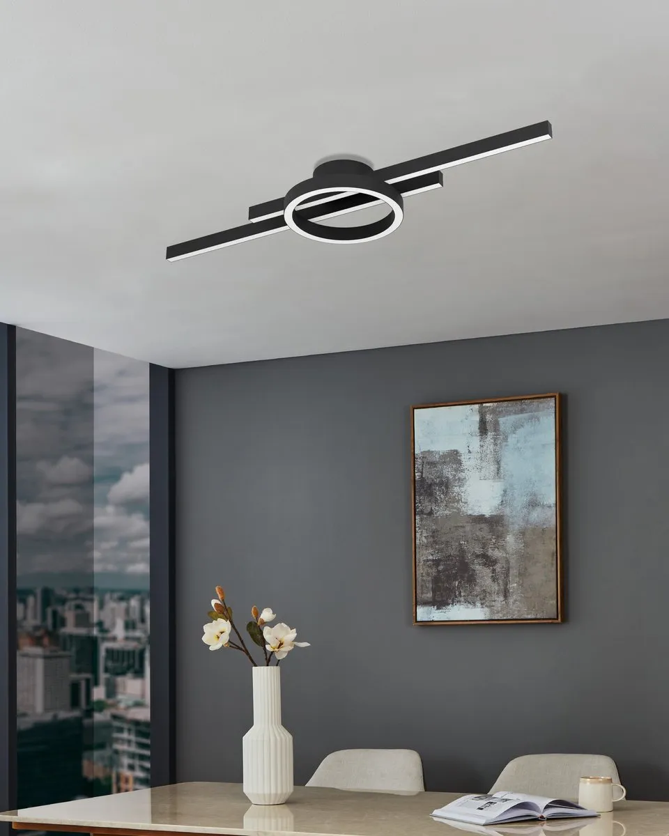 Eglo Amandolo Plafondlamp LED 77,5cm - Zwart/Wit - Dimbaar - afbeelding 6 van 6