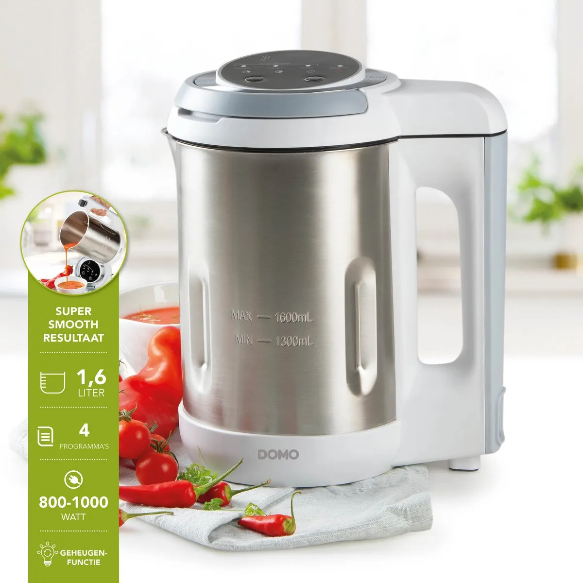 Domo DO737BL Soepmaker 1000W - 1,6L - 4 Programma's