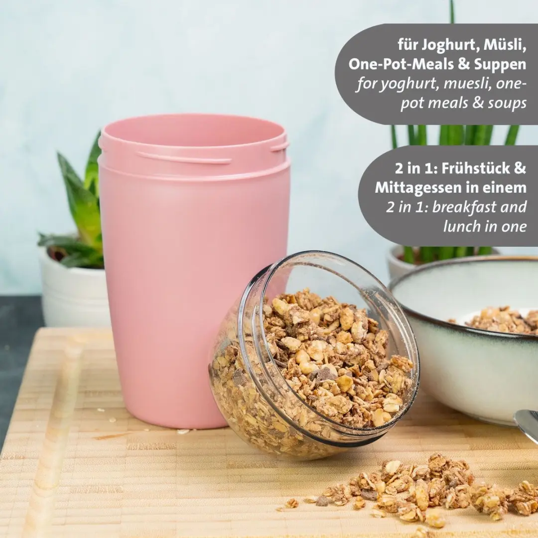 Westmark Muesli Beker 528522EP - 2 Vakken 700ml - Roze/Grijs