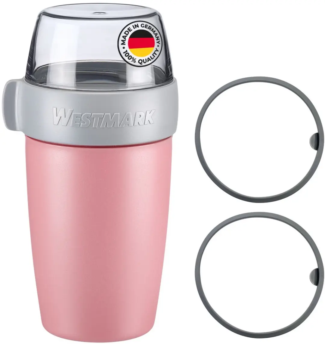 Westmark Muesli Beker 528522EP - 2 Vakken 700ml - Roze/Grijs