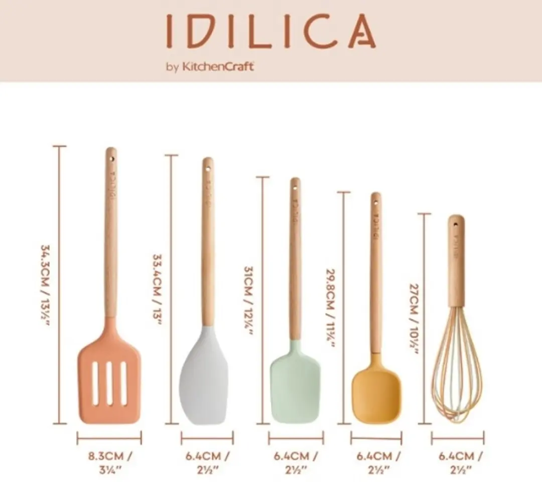 KitchenCraft Idilica Siliconen Gereedschapsset - 5 Stuks