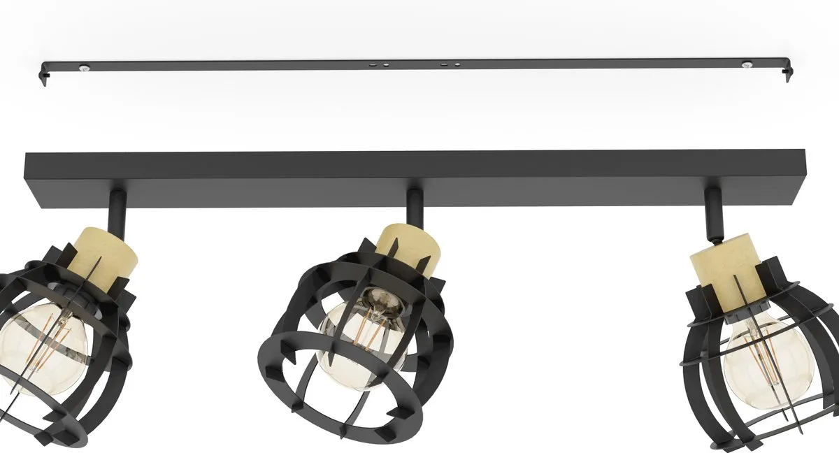 Eglo Stillington 1 Spot E27 Houten Plafondlamp 71cm - Zwart/Bruin