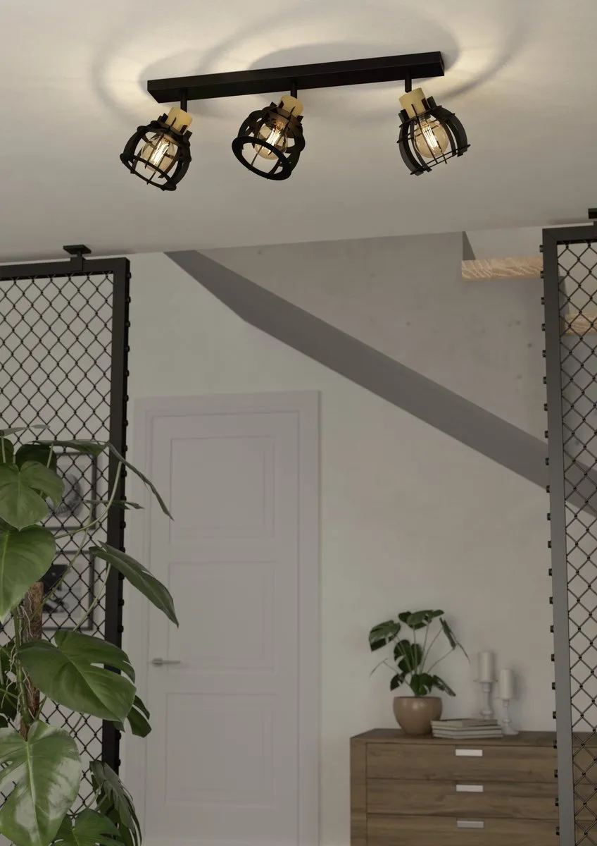 Eglo Stillington 1 Spot E27 Houten Plafondlamp 71cm - Zwart/Bruin
