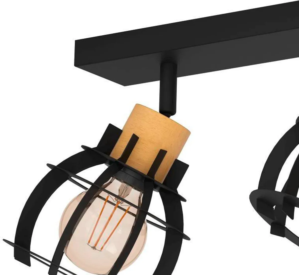 Eglo Stillington 1 Spot E27 Houten Plafondlamp 71cm - Zwart/Bruin