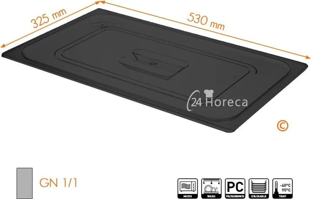 HENDI Deksel GN 530x325mm - Zwart Polycarbonaat - afbeelding 6 van 6