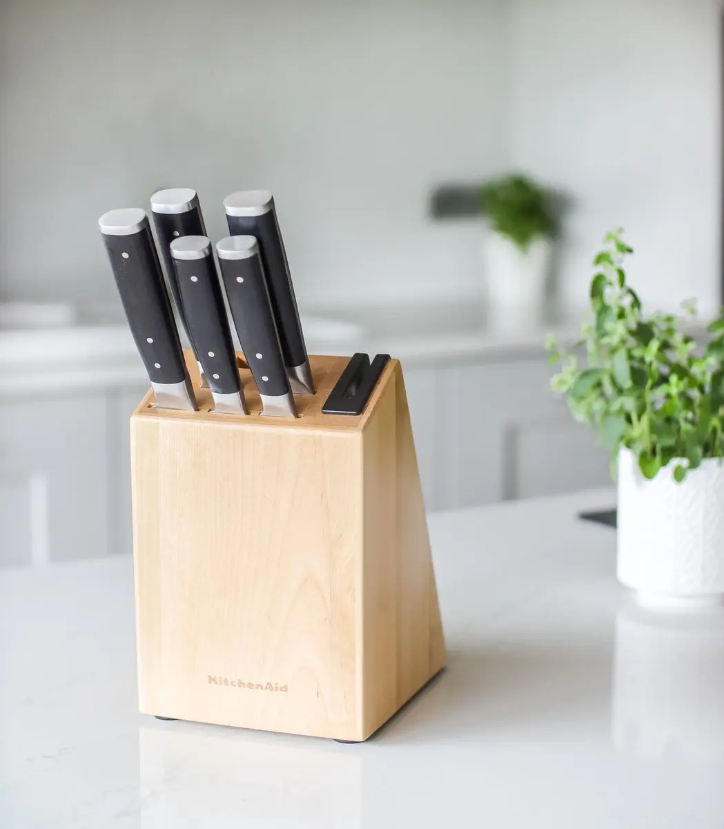 KitchenAid Messenset 5-delig RVS - Berkenhouten Blok - 5 Stuks - afbeelding 3 van 6