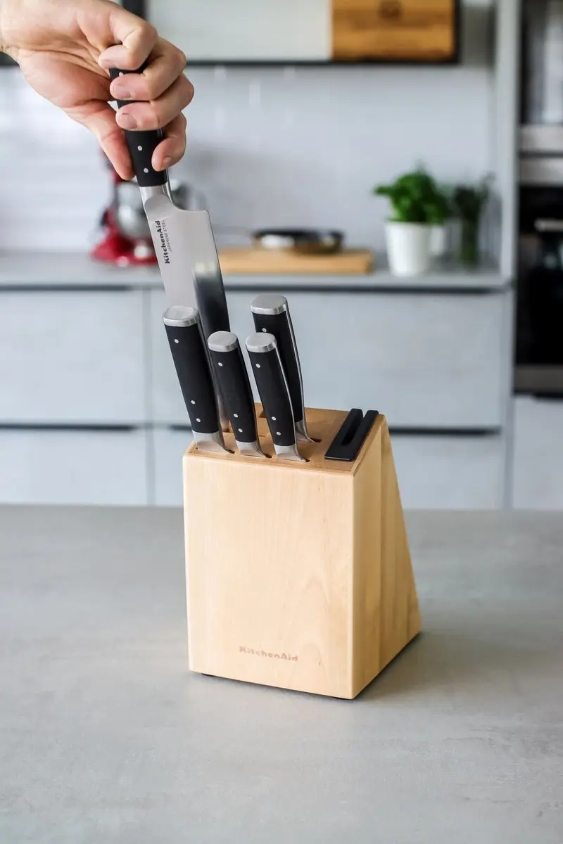 KitchenAid Messenset 5-delig RVS - Berkenhouten Blok - 5 Stuks - afbeelding 6 van 6