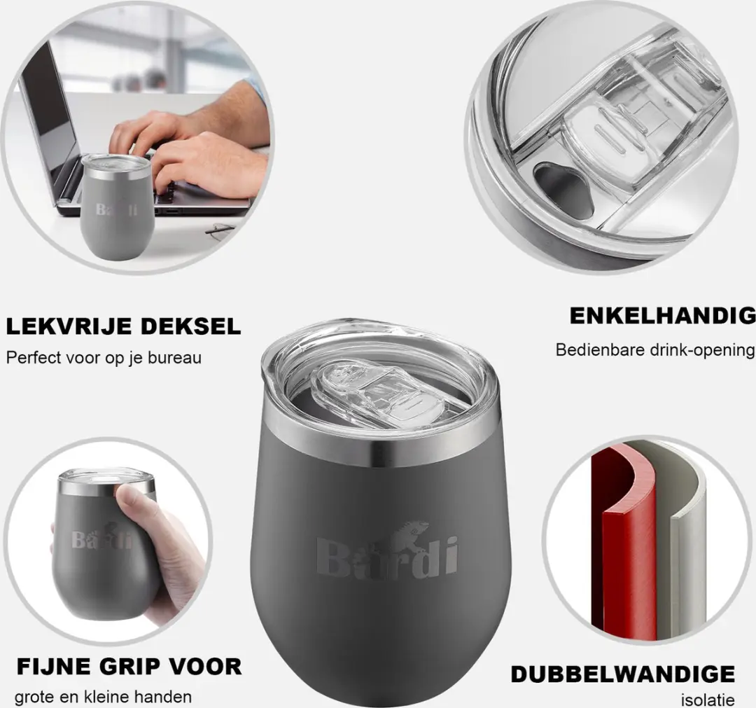 Bardi RVS Thermosbekers 360ml - 2 Stuks Grijs - afbeelding 6 van 6