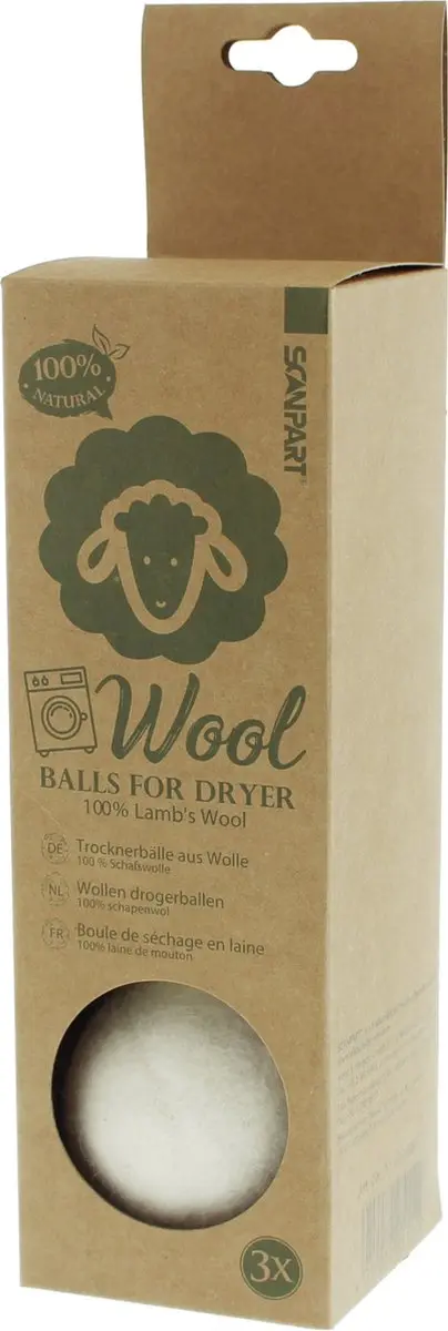 Scanpart Wasdrogerballen Wol 3 Stuks - Wit