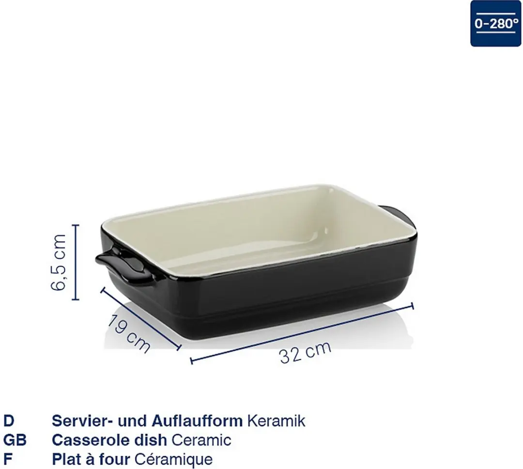 Kela Ovenschaal Keramiek 32x19cm - 3,95L - Zwart
