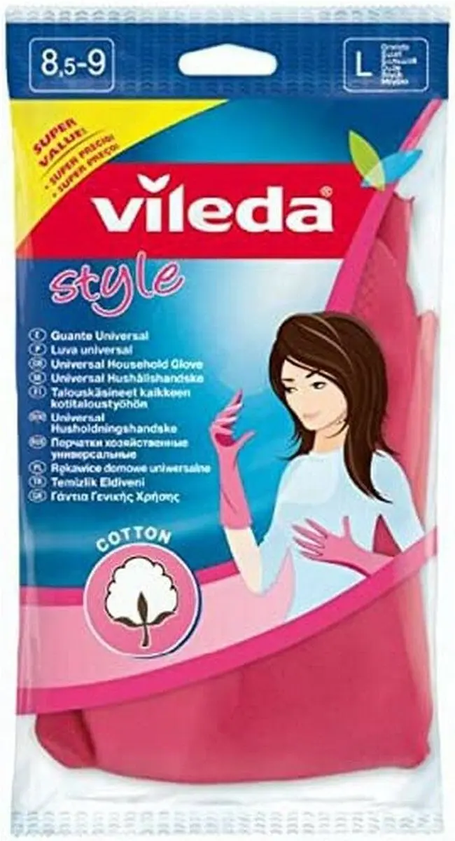 Vileda Universele Handschoenen M - Roze - Antislip