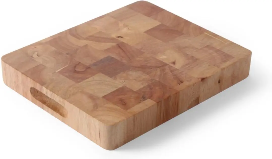 Hendi Dikke Snijplank Rubberhout 265x325mm - Schaakpatroon