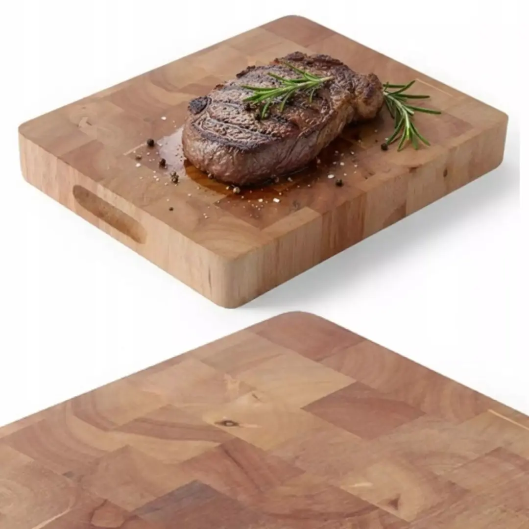 Hendi Dikke Snijplank Rubberhout 265x325mm - Schaakpatroon