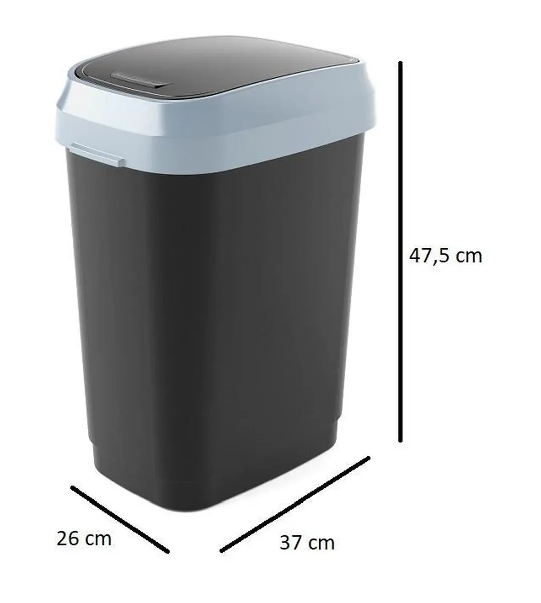 KIS Dual Swing Bin Prullenbak 25L - Zwart/Grijs