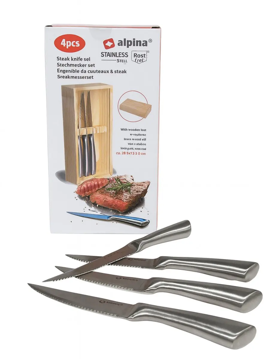 Alpina Steakmessenset 4-delig RVS