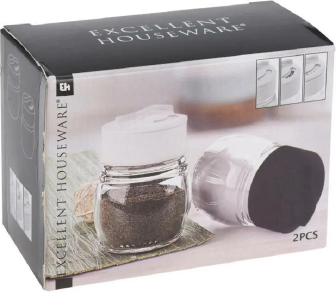 Excellent Houseware Peper & Zoutstel - 4 Stuks - Glas - Multi