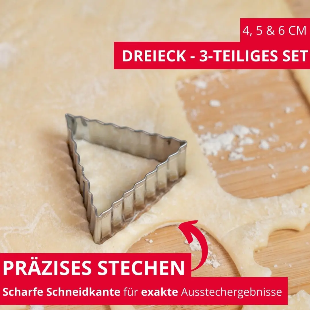 Westmark Driehoek Uitsteekvormpjes 3 Stuks - 4,5/5/6 cm - Zilver