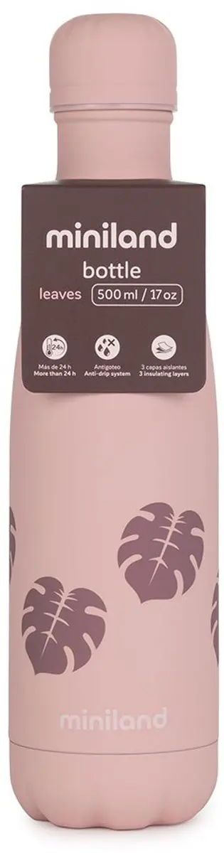 Miniland Thermosfles 0.5L Roze Bladeren