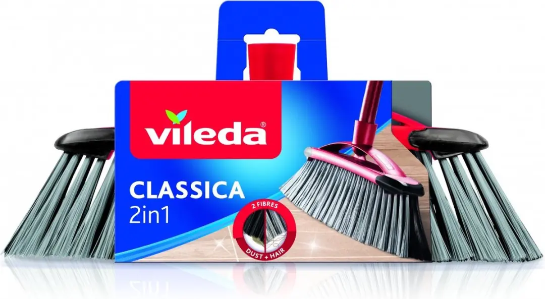 Vileda 2-in-1 Kamerbezem 35cm - Zwart/Rood