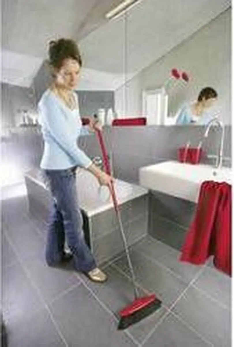 Vileda 2-in-1 Kamerbezem 35cm - Zwart/Rood