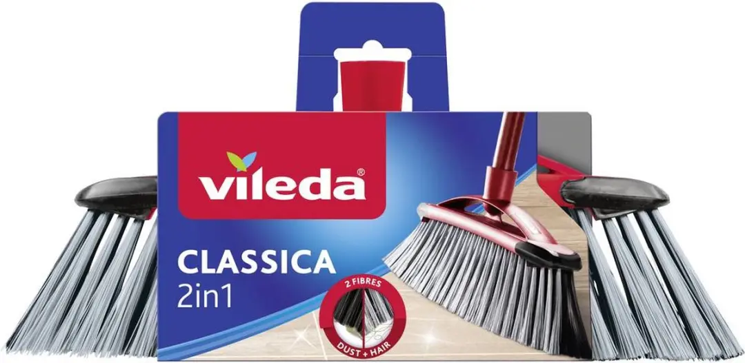 Vileda 2-in-1 Kamerbezem 35cm - Zwart/Rood
