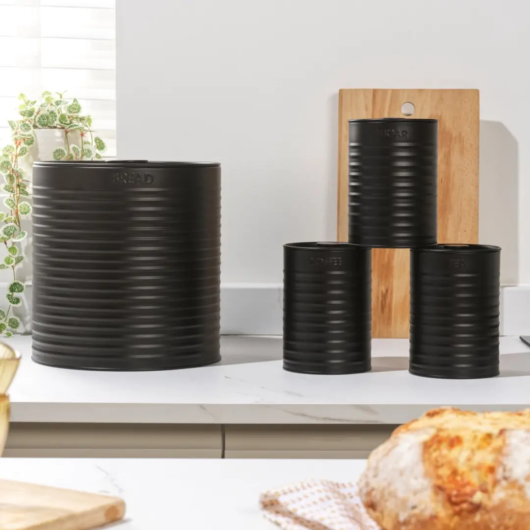 Russell Hobbs Ribbed Broodtrommel & 3 Blikken RH03313MB - Zwart