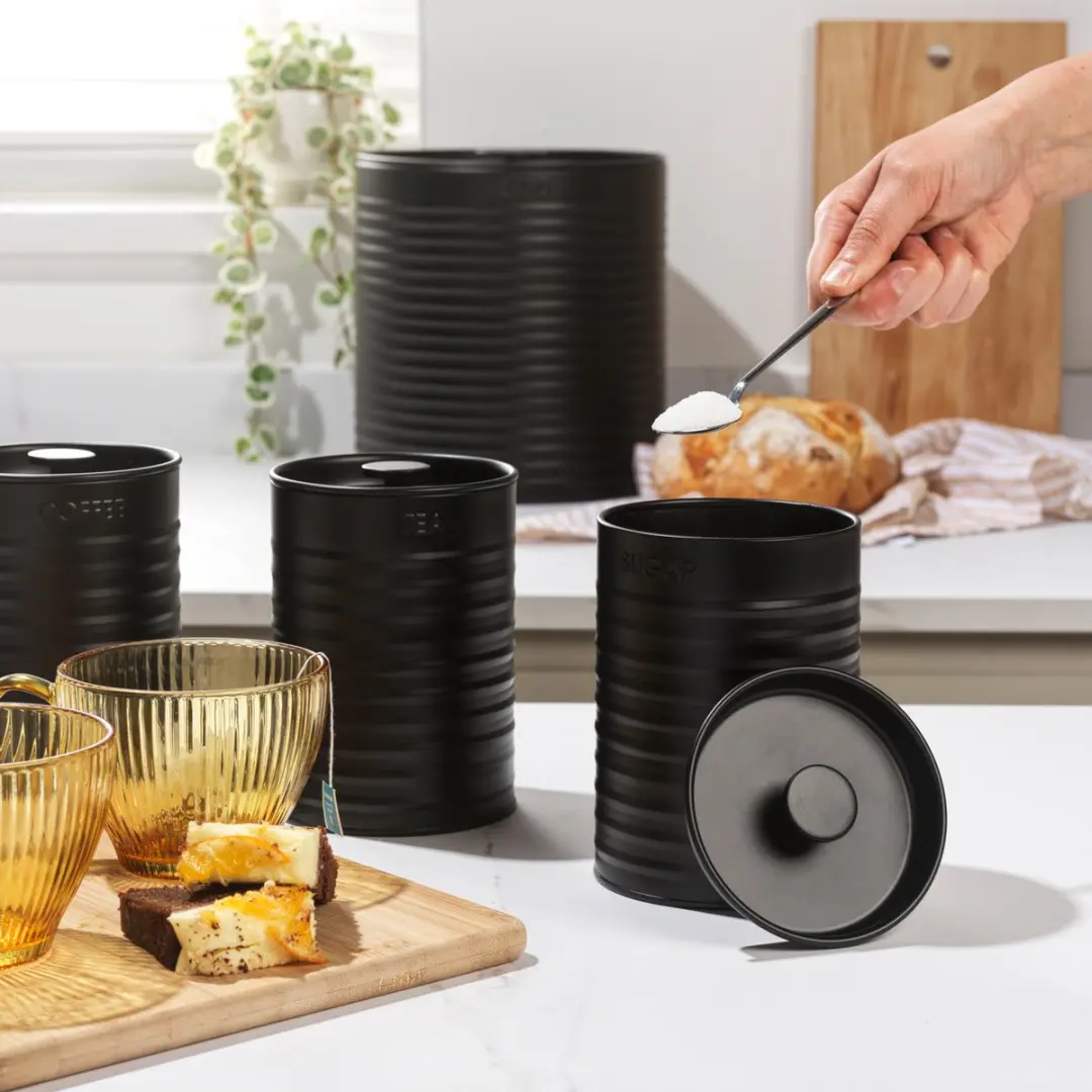 Russell Hobbs Ribbed Broodtrommel & 3 Blikken RH03313MB - Zwart