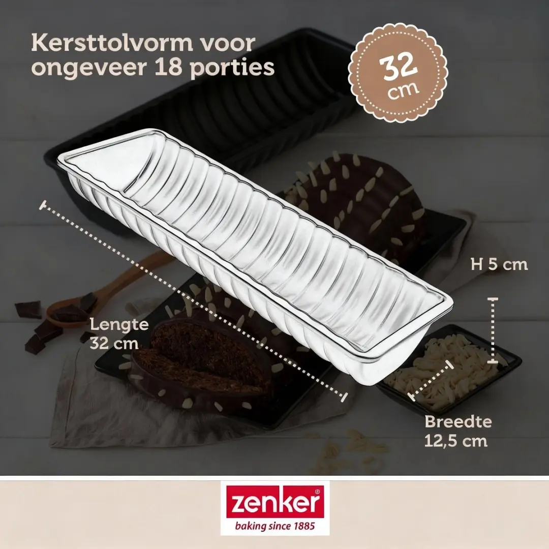 Zenker Kerststronkvorm 32cm - met 2 mengkommen & accessoires - Zwart