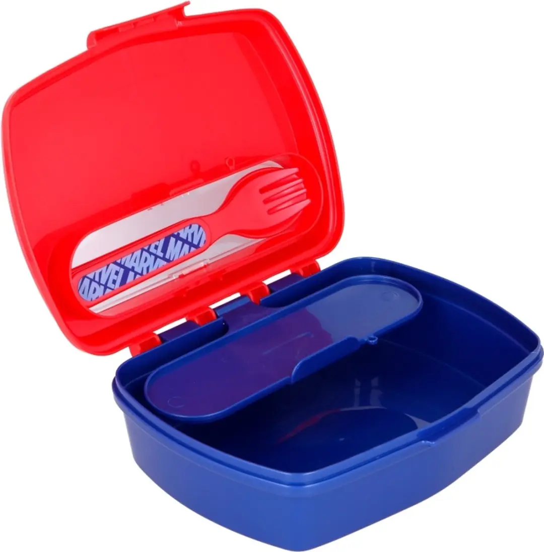 Marvel Avengers Lunchbox met Bestek - 0,8L - Rood/Blauw