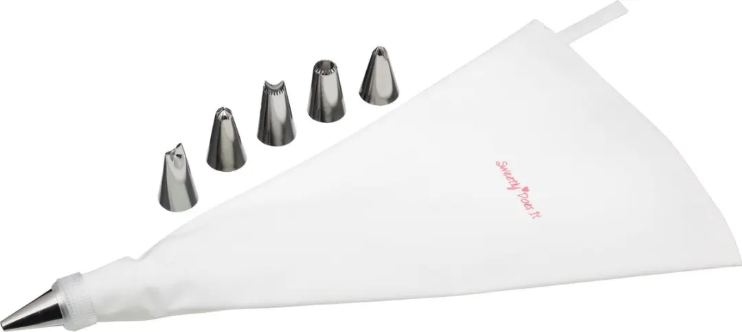 KitchenCraft Sweetly Does It Spuitzak - 6 Mondjes - Zilvergrijs/Wit